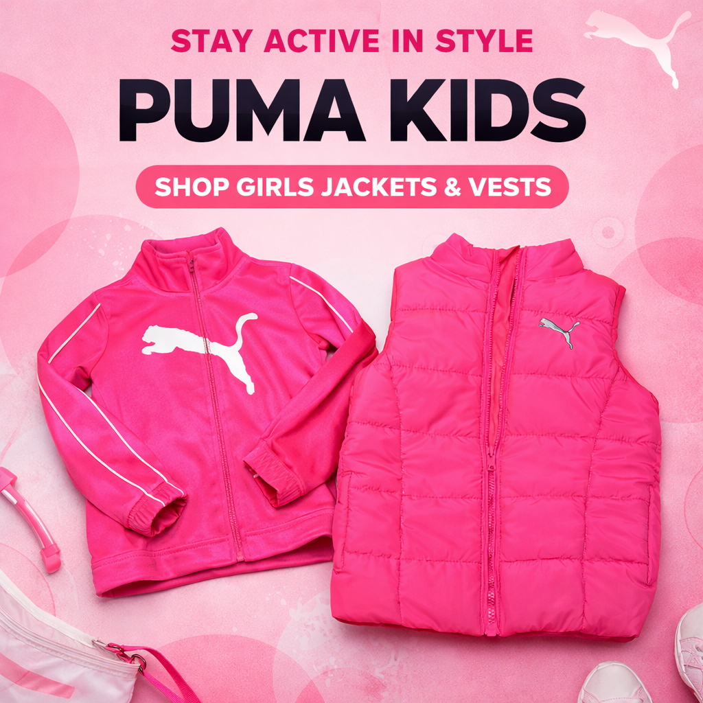 Kids Pink Puma Jacket & Vest Set